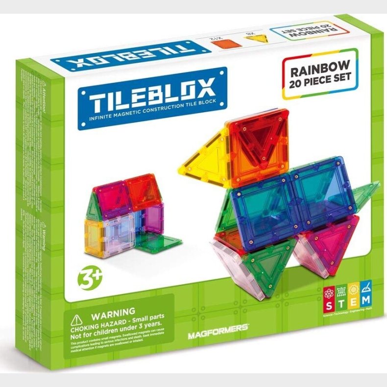 Tileblox Magformers - Regnbue Bygges�t - 20 Stk