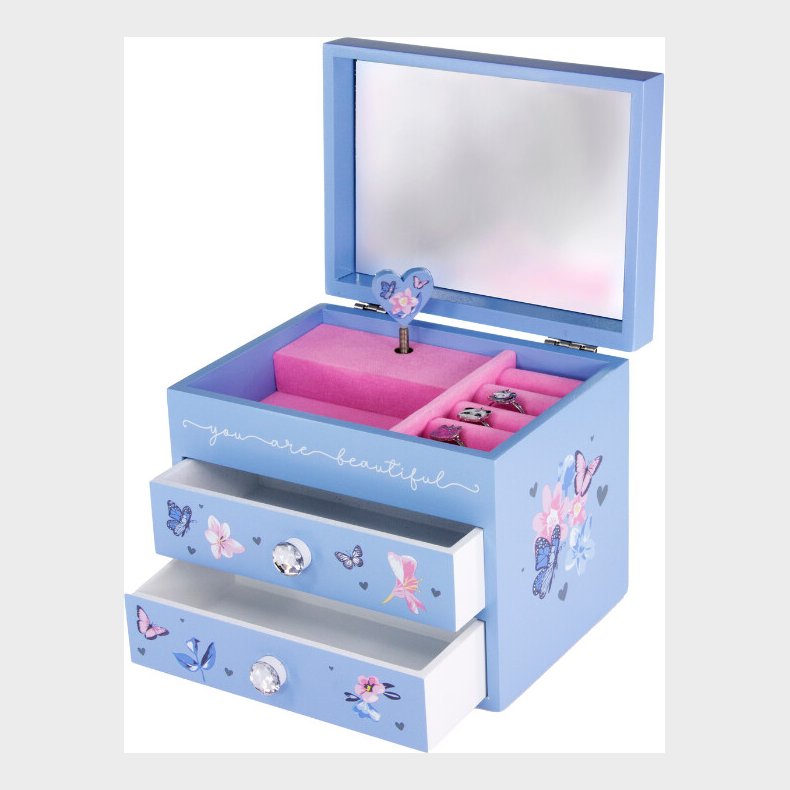 Smykkeskrin Med Musik - Sommerfugl - Tinka - Bl