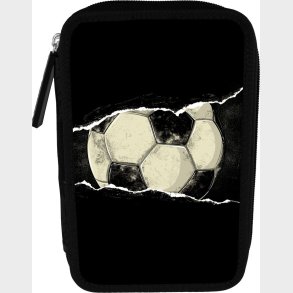 Fodbold Penalhus Med Indhold - Trippel - Sort