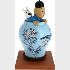 Tintin Kigger Op Af Vase - Statue Figur - Den Bl Lotus
