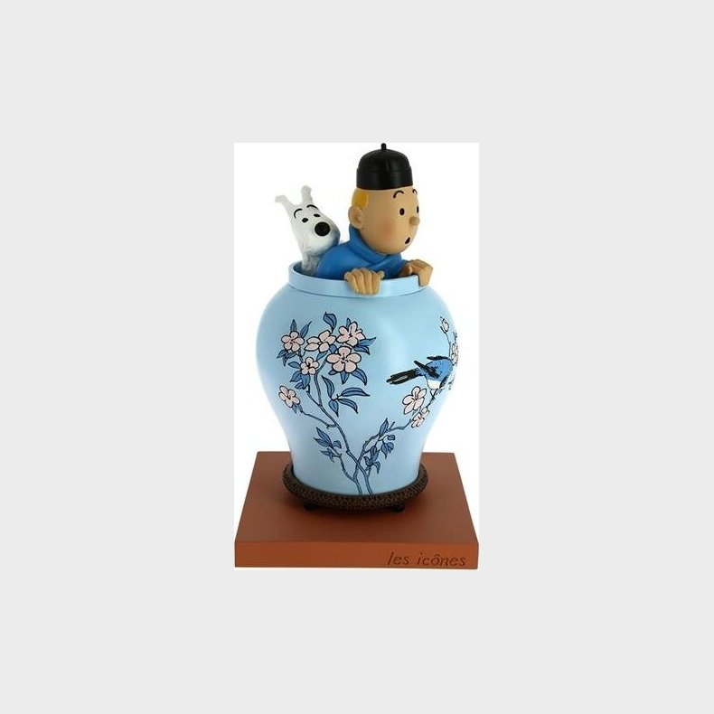 Tintin Kigger Op Af Vase - Statue Figur - Den Bl Lotus