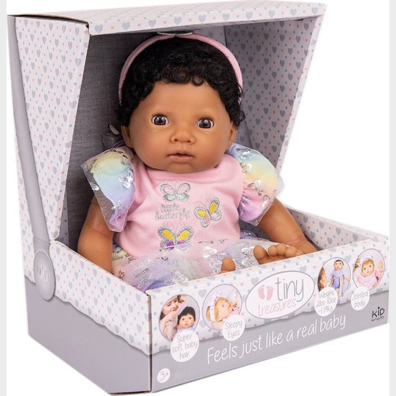 Tiny Treasure - Etnisk Dukke Med Sommerfuglekjole I Regnbuefarver - (30633)