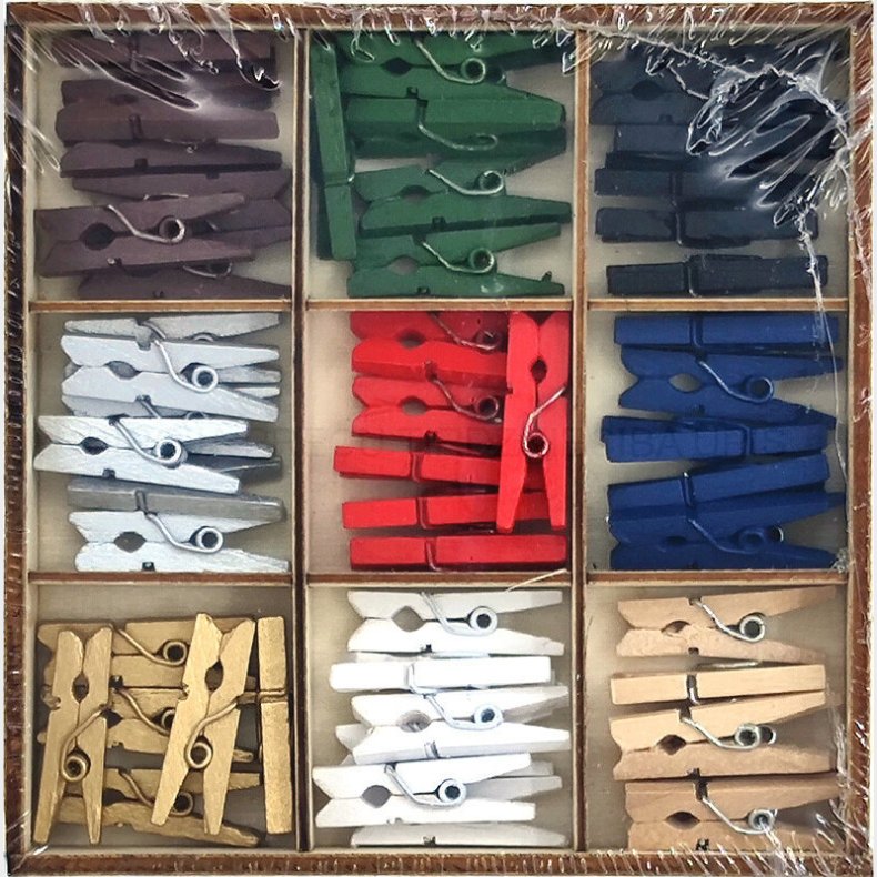 Mini Klemmer I Tr - Forskellige Farver - 54 Stk - Craft Sensations