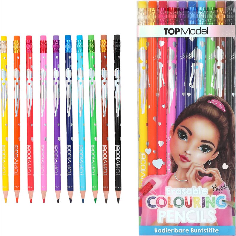 Top Model - Farveblyanter Med Viskel�der - 10 Stk