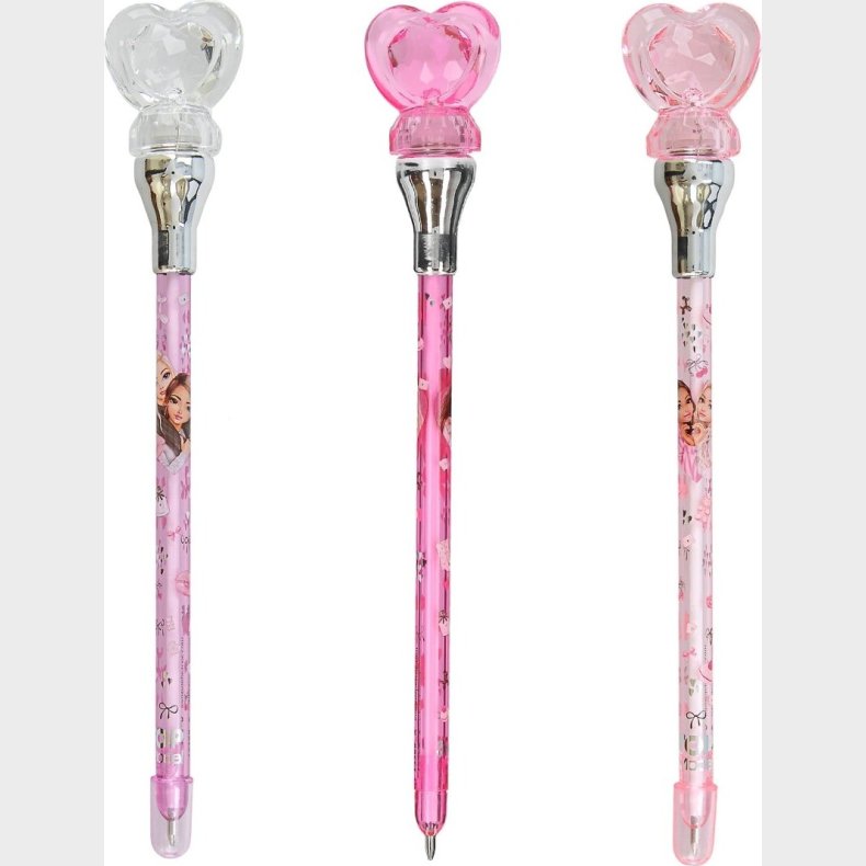 Top Model - Kuglepen Med Lys - Hjerte - My Bff - Assorteret