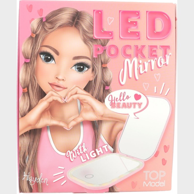 Top Model - Lomme Makeup Spejl Med Lys Til B�rn - Pink