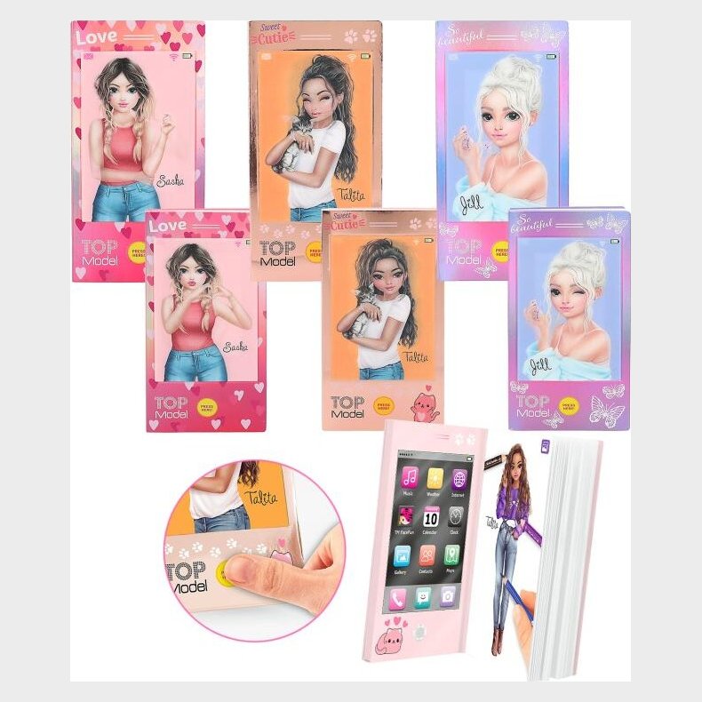 Top Model - Malebog - Mini Mobil Med Lyd - Assorteret - Topmodel - Bog