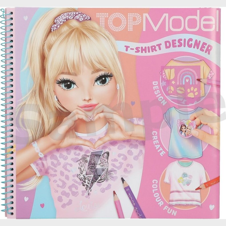 Top Model - T-shirt Designbog - Inkl. 2 Stickersark Og 1 Stencil - Bog