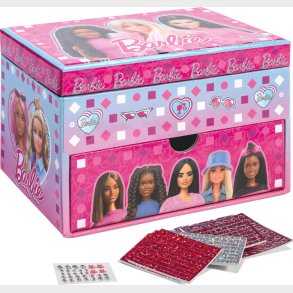 Barbie - Smykkeskrin Til Brn - Inkl. Mosaik Klistermrker