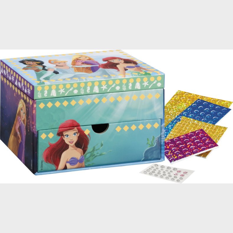 Disney Prinsesser - Smykkeskrin Til Brn - Inkl. Mosaik Klistermrker