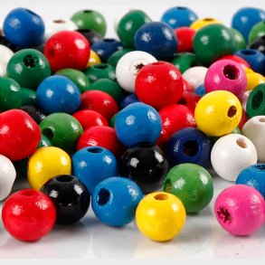 Tr�perler Mix - � 8 Mm - Hulstr. 2 Mm - Forskellige Farver - 15 G