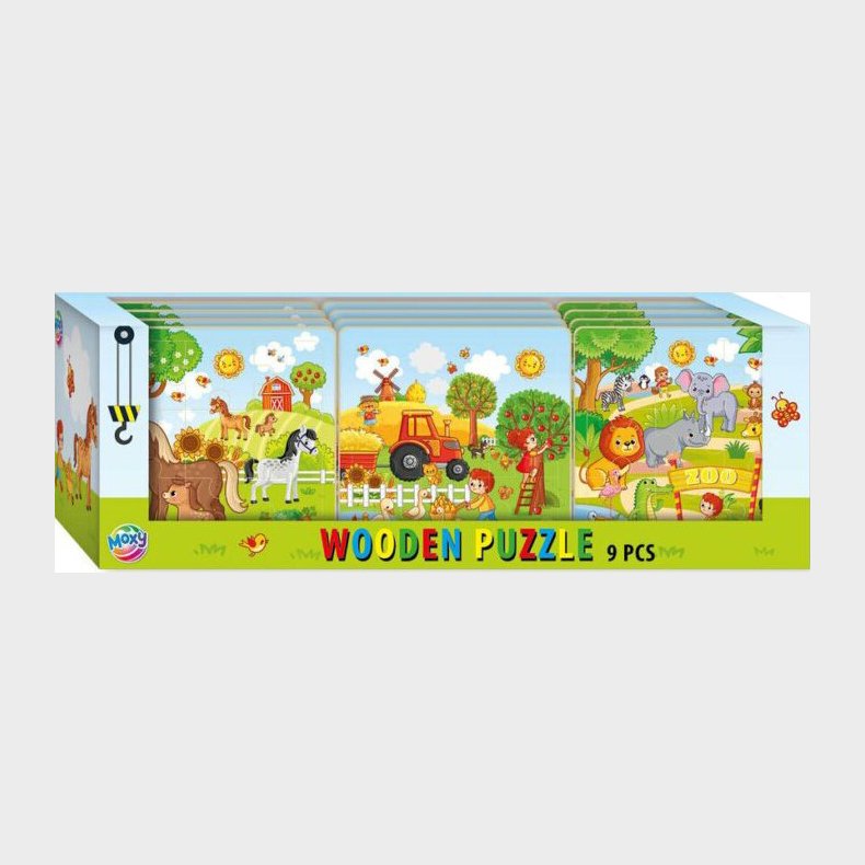 Trpuslespil 15 X 15 Cm - 9 Brikker Assorterede