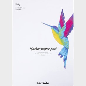 Tuschblok - A4 - 210x297 Mm - 120 G - Hvid - 30 Ark