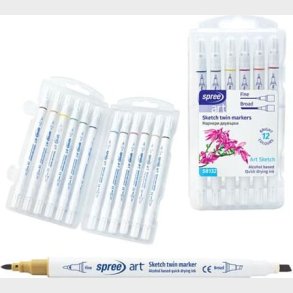 Twin Marker Tusser I Malekuffert - 12 Stk. - Spree