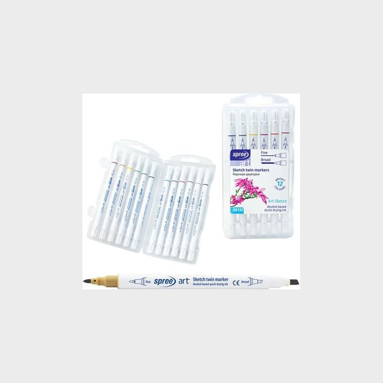 Twin Marker Tusser I Malekuffert - 12 Stk. - Spree