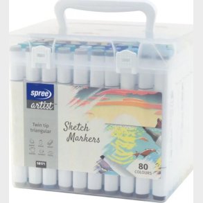 Twin Marker Tusser I Malekuffert - 80 Stk. - Spree
