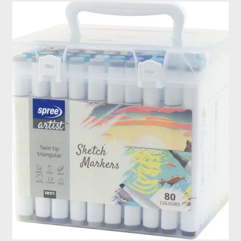 Twin Marker Tusser I Malekuffert - 80 Stk. - Spree