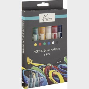 Akryl Tusser - Twin Markers - 6 Farver - Nassau Fine Art