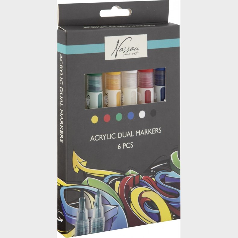 Akryl Tusser - Twin Markers - 6 Farver - Nassau Fine Art