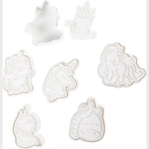 Udstikkere Med Pr�g - Enhj�rning - Str. 6-7,5 Cm - Hvid - 6 Stk.