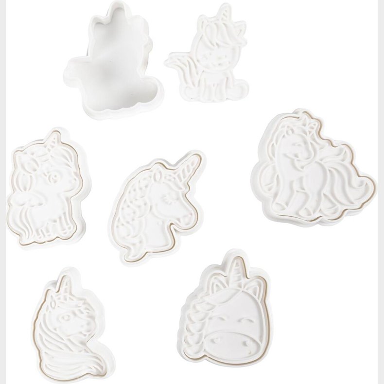 Udstikkere Med Pr�g - Enhj�rning - Str. 6-7,5 Cm - Hvid - 6 Stk.