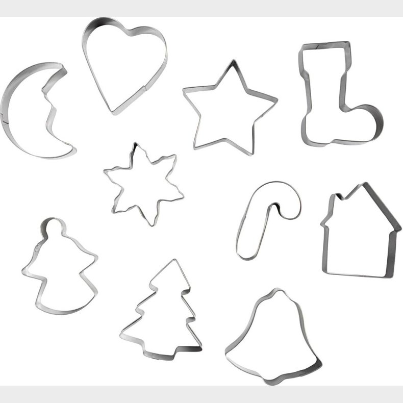 Udstiksforme - Julemotiver - Str. 3-5,7 Cm - 10 Stk.