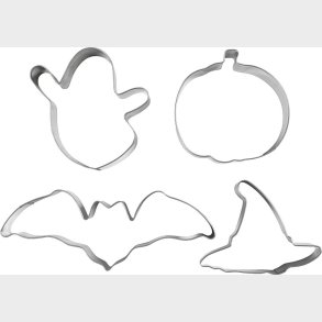 Udstiksforme - Sp�gelse - Gr�skar - Heksehat - Flagermus - H 2 Cm - Str. 7-12,4 Cm - 4 Stk.