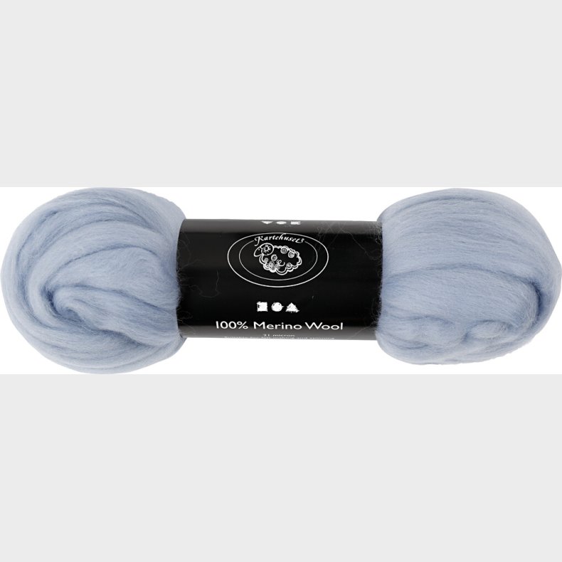 Merino Uld Garn - Tykkelse 21 My - Isbl - 100 G