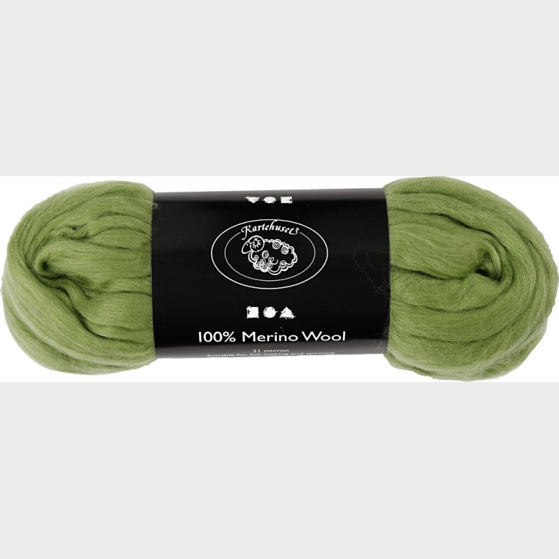 Merino Uld Garn - Tykkelse 21 My - Kaktus - 100 G