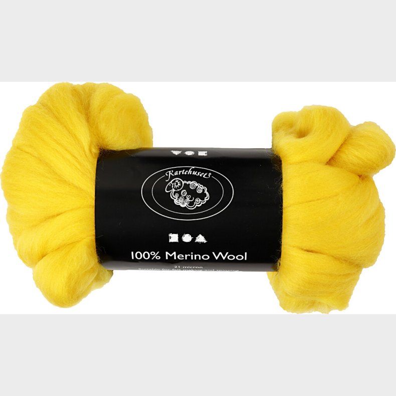Merino Uld Garn - Tykkelse 21 My - Solgul - 100 G