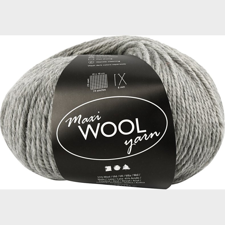 Uldgarn - Maxi Wool - L 125 M - Gr� Melange - 100 G