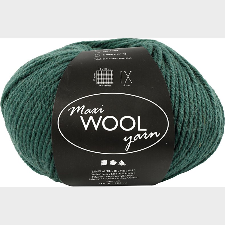 Uldgarn - Maxi Wool - L 125 M - Gr�n - 100 G