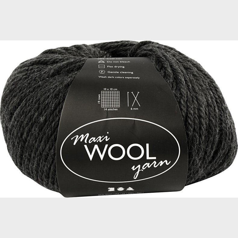 Uldgarn - Maxi Wool - L 125 M - M�rk Gr� Melange - 100 G