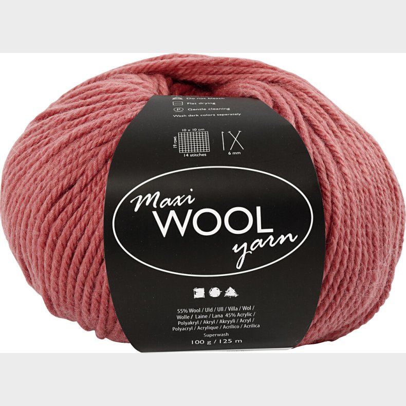 Uldgarn - Maxi Wool - L 125 M - M�rk Rosa - 100 G