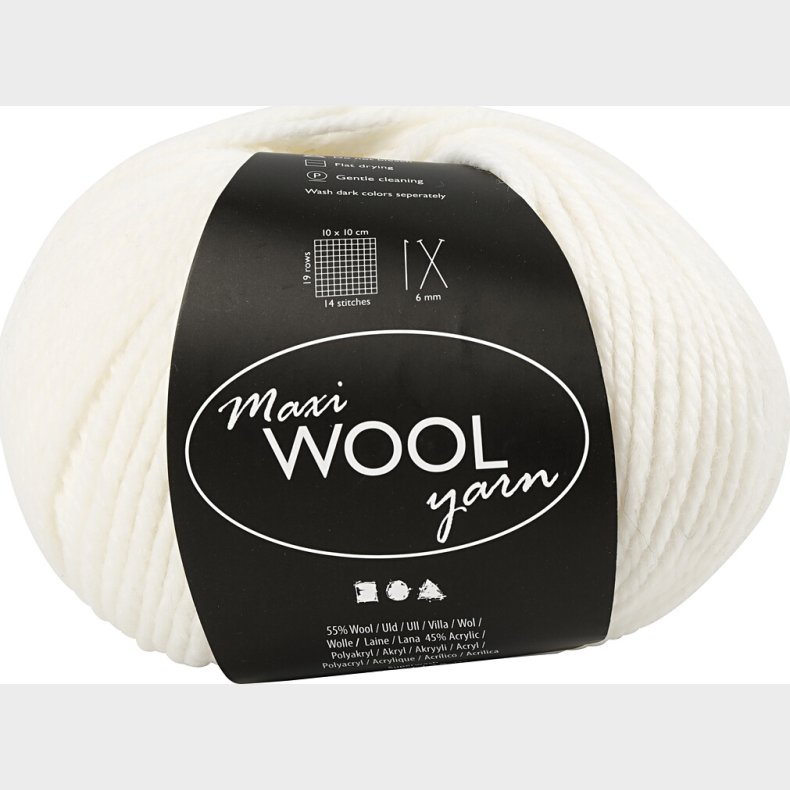 Uldgarn - Maxi Wool - L 125 M - R�hvid - 100 G