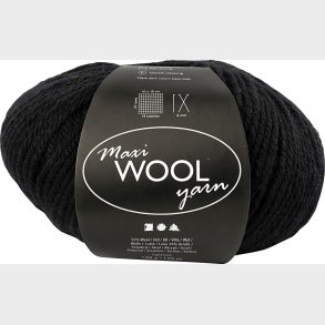 Uldgarn - Maxi Wool - L 125 M - Sort - 100 G
