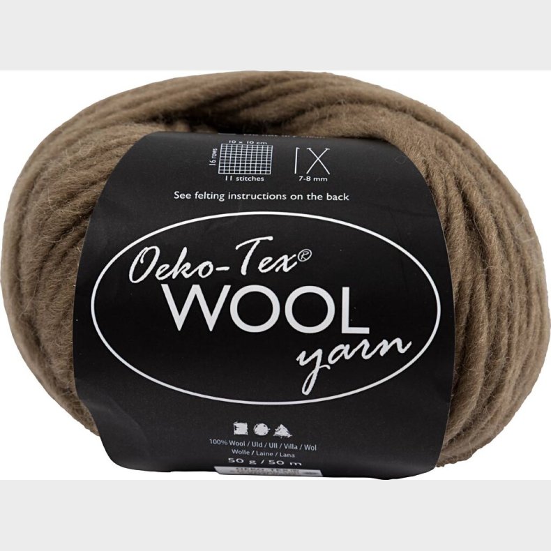 Uldgarn - Oeko Tex - L 50 M - Lys Brun - 50 G