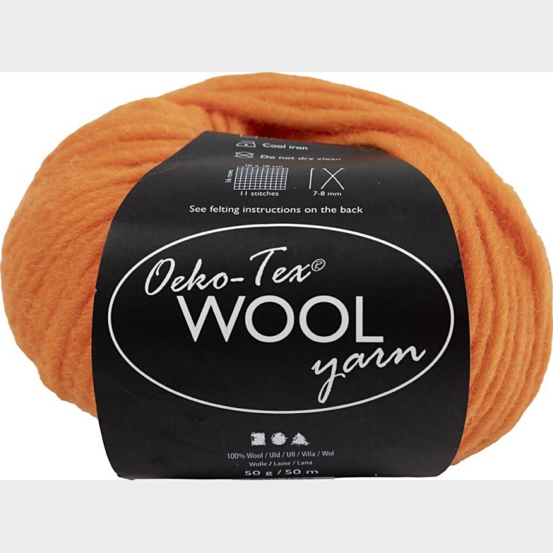 Uldgarn - Oeko Tex - L 50 M - Orange - 50 G