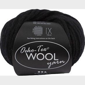 Uldgarn - Oeko Tex - L 50 M - Sort - 50 G