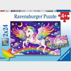 Ravensburger Puslespil - Enhjrning Og Pegasus - 2x24 Brikker
