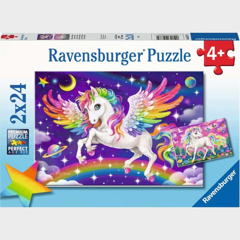 Ravensburger Puslespil - Enhj�rning Og Pegasus - 2x24 Brikker