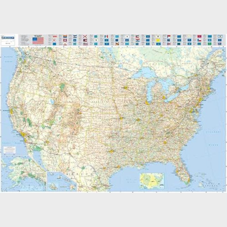 Michelin Kort - Usa Kort Plakat - Skala 1:3.45 Mill - 100x144 Cm