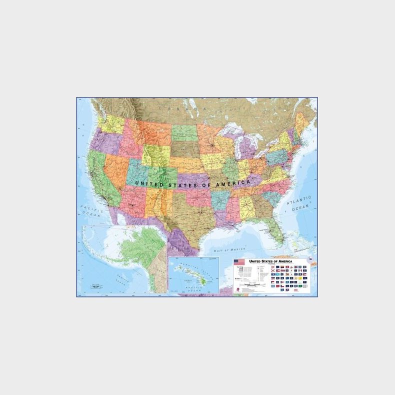 Usa Political Wall Map Laminated