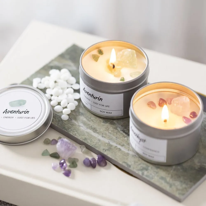 Creativ Company | Stb selv lys - Soyalys med krystaller, 2 stk