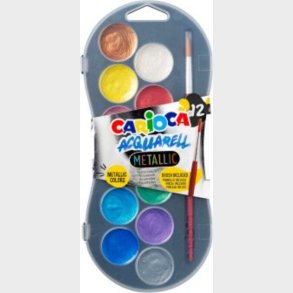 Carioca - Acquarell Vandfarve S�t Med Pensel - Metallisk - 12 Farver