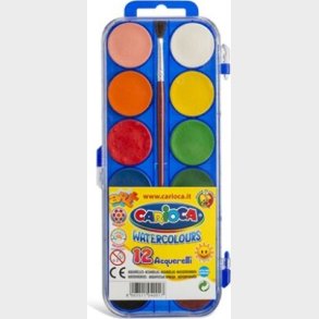 Akvarelfarver St Med Pensel - Watercolours - 12 Farver - Carioca