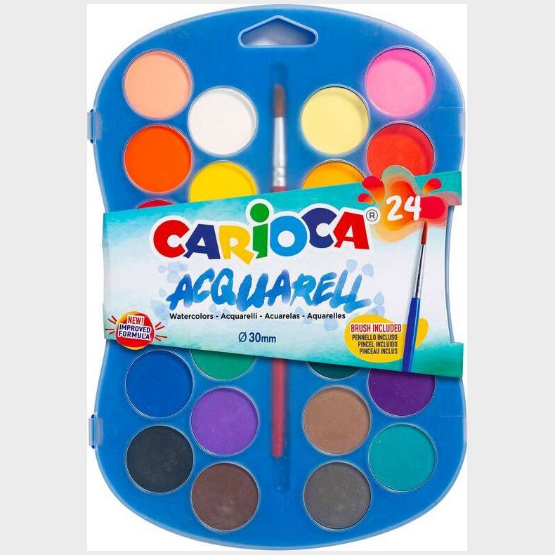 Akvarelfarver St Med Pensel - Acquarell - 24 Farver - Carioca