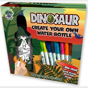 Mal Selv Termo Drikkedunk St Inkl. 8 Tuscher - Dinosaur Grn - Splat