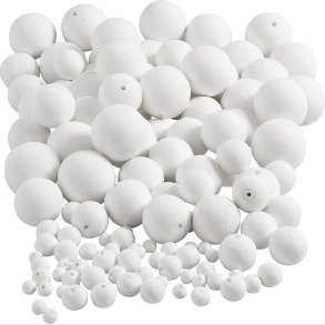 Vatkugle - � 12+15+20+30+40+50 Mm - Hvid - 240 Stk.
