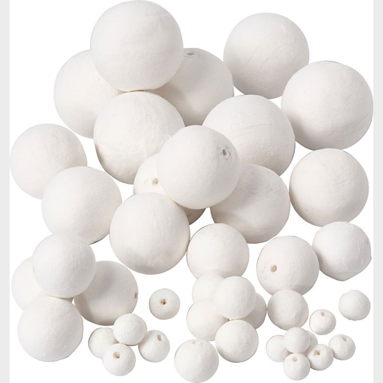 Vatkugler - � 12+15+20+30+40+50 Mm - Hvid - 42 Stk.